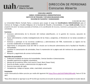 Concurso abierto para cargo de Coordinador/a Administrativo/a del ITER
